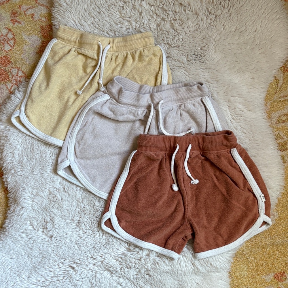 Retro Kids Shorts Set - Yellow, Cream, Brown